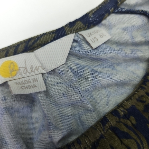 Boden Anthropologie Green Navy Floral Dress Viscose Sz 6L - Picture 10 of 11